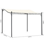 Pergola tonnelle de jardin auvent 2 97 x 2 97 m adossable métal noir polyester anti-UV beige