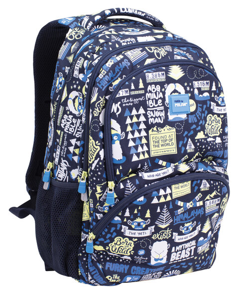 Sac à dos scolaire 4 fermetures éclair (25 l) série spéciale The Yeti 2 Bleu marine