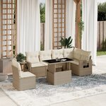 vidaXL Salon de jardin avec coussins 7 Pièces beige résine tressée