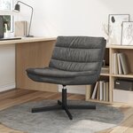 vidaXL Chaise pivotante Noir profond Polyester  Métal Standard Pivotant