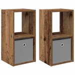 vidaXL Table de chevet 2 pc Bois ancien 30 5 x 27 x 59 5 cm