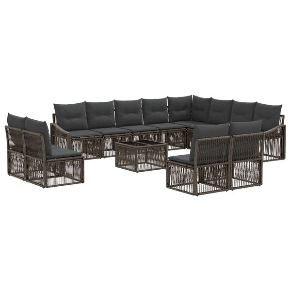 vidaXL Ensemble de canapé de jardin 13 pc Gris polyrotin