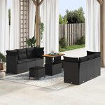 vidaXL Ensemble de canapé de jardin 9 Pièces Noir polyrotin