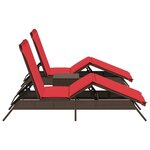 vidaXL Chaises longues lot de 2 avec table marron résine tressée