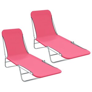 vidaXL Chaises longues pliables lot de 2 Acier et tissu Rose