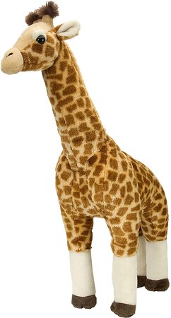 Peluche girafe debout de 64 cm jaune marron
