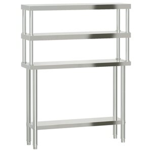 vidaXL Table de travail de cuisine avec étagère 110x30x150 cm inox