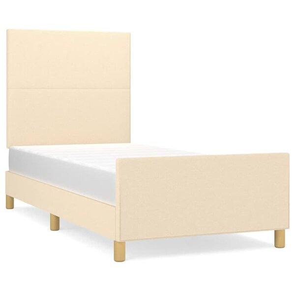 vidaXL Cadre de lit avec tête de lit Crème 90x200 cm Tissu