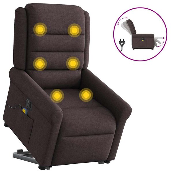 vidaXL Fauteuil inclinable de massage électrique Marron foncé Tissu