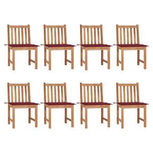 vidaXL Chaises de jardin lot de 8 avec coussins Bois de teck massif