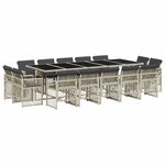 vidaXL Ensemble à manger de jardin et coussins 15 Pièces gris clair rotin