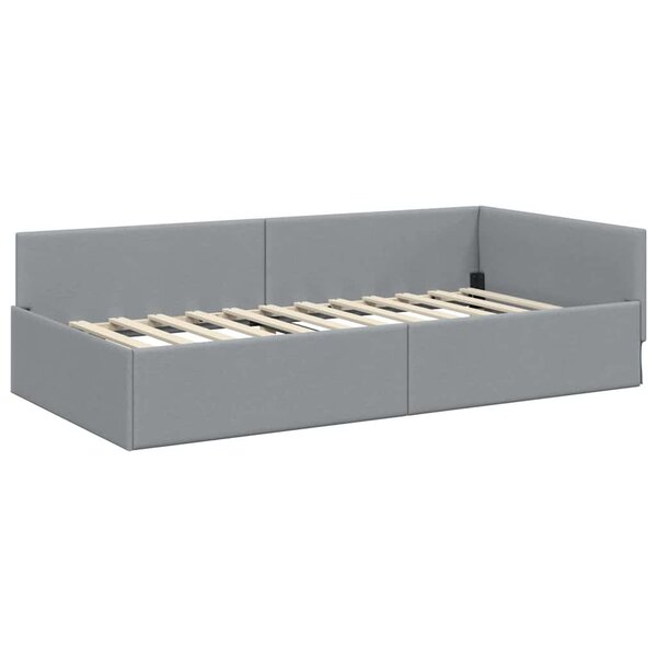 vidaXL Cadre de lit d'angle avec tête de lit Gris clair 100 x 200 cm