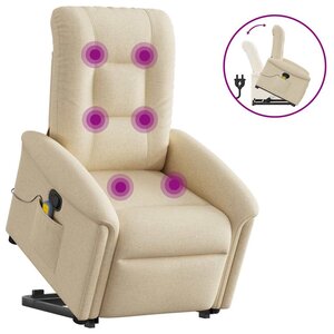 vidaXL Fauteuil inclinable de massage Crème Tissu