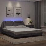 vidaXL Cadre de lit avec lumières LED gris 180x200 cm similicuir