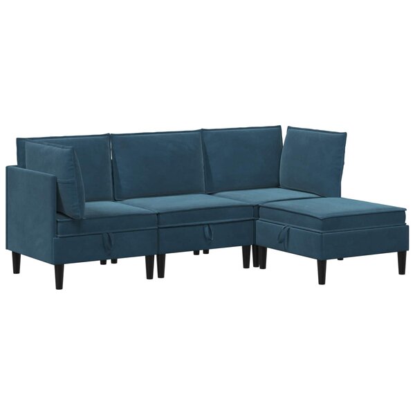 vidaXL Ensemble de meubles pour le salon 4 pc Bleu Velours