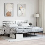 vidaXL Cadre de lit métal avec tête de lit noir 183x213 cm