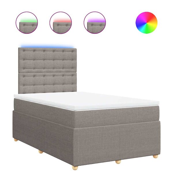 vidaXL Sommier à lattes de lit avec matelas taupe 120x190 cm tissu