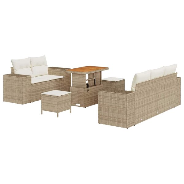 vidaXL Ensemble de canapé de jardin 8 Pièces Beige et crème Poly Rattan