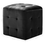 vidaXL 2 Pièces Poufs Noir 30 x 30 x 30 cm Tissu velours