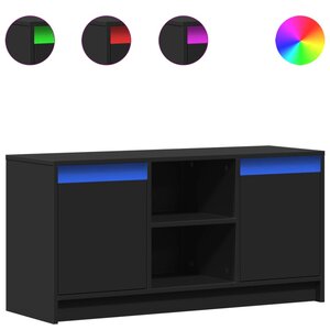 vidaXL Meuble TV avec LED noir 100x34x50 cm bois d'ingénierie