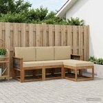 vidaXL Ensemble de canapés d'extérieur avec coussin 4 Pièces Naturel