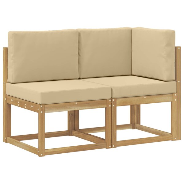 vidaXL Canapé d’extérieur milieu et coin avec coussin 2 Pièce Blanc