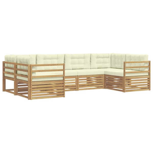vidaXL Ensemble de canapés d'extérieur 6 pc Blanc et crème Polyester