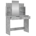 vidaXL Coiffeuse avec miroir gris béton 96x39x142 cm
