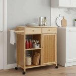 vidaXL Chariot de Cuisine avec Roues Naturel 90 5 x 36 x 86 5 cm