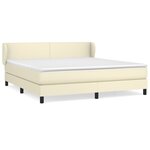 vidaXL Lit à sommier tapissier avec matelas Crème 180x200cm Similicuir