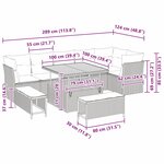 vidaXL Ensemble de Canapé de Jardin 9 Pièces avec Coussins Gris en Rotin Synthétique et Acacia