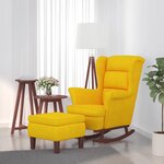 vidaXL Chaise à bascule avec pieds en bois et tabouret Jaune Velours