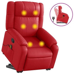 vidaXL Fauteuil inclinable de massage Rouge Similicuir