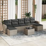 vidaXL Salon de jardin 8 Pièces avec coussins gris clair résine tressée