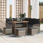 vidaXL Ensemble de canapé de jardin 9 Pièces Gris polyrotin