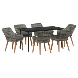 vidaXL Ensemble de salle à manger pour jardin 7 Pièces Gris polyrotin