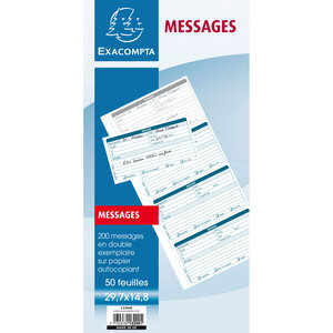 Carnet broché autocopiant messages téléphones exacompta 29 7 x 14  8 cm - 50 feuilles