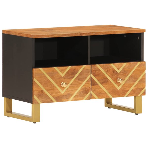 vidaXL Meuble TV marron et noir 70x33 5x46 cm bois massif de manguier