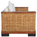vidaXL Ensemble de canapés 3 Pièces avec coussins Marron Rotin naturel
