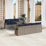 vidaXL Ensemble de canapé de jardin 7 Pièces Gris et bleu marine