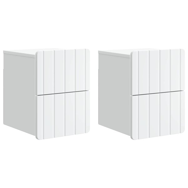 vidaXL Cabinet de chevet mural 2 Pièces Blanc 33 x 34 5 x 43 cm