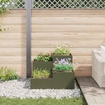 vidaXL Cache-pot de jardin Vert olive 100 x 100 x 60 cm Acier