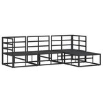 vidaXL Ensemble de canapé de jardin 4 Pièces Noir 213 x 141.5 x 71 cm