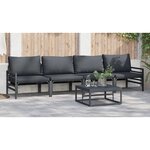 vidaXL Ensemble de canapé de jardin 5 Pièces Anthracite Acier