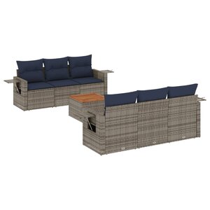 vidaXL Salon de jardin 7 Pièces avec coussins gris résine tressée