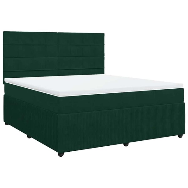vidaXL Sommier à lattes de lit et matelas Vert foncé 180x200cm Velours