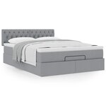 vidaXL Lit ottoman avec matelas gris clair 140x190 cm tissu
