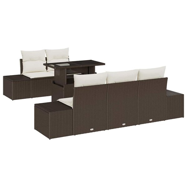 vidaXL Ensemble de Canapés 6 Pièces Marron et Crème polyrotin