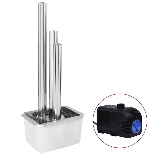 vidaXL Fontaine de jardin Argenté 48x34x123 cm Acier inoxydable