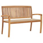 vidaXL Banc de jardin empilable et coussin 128 5cm Bois de teck massif